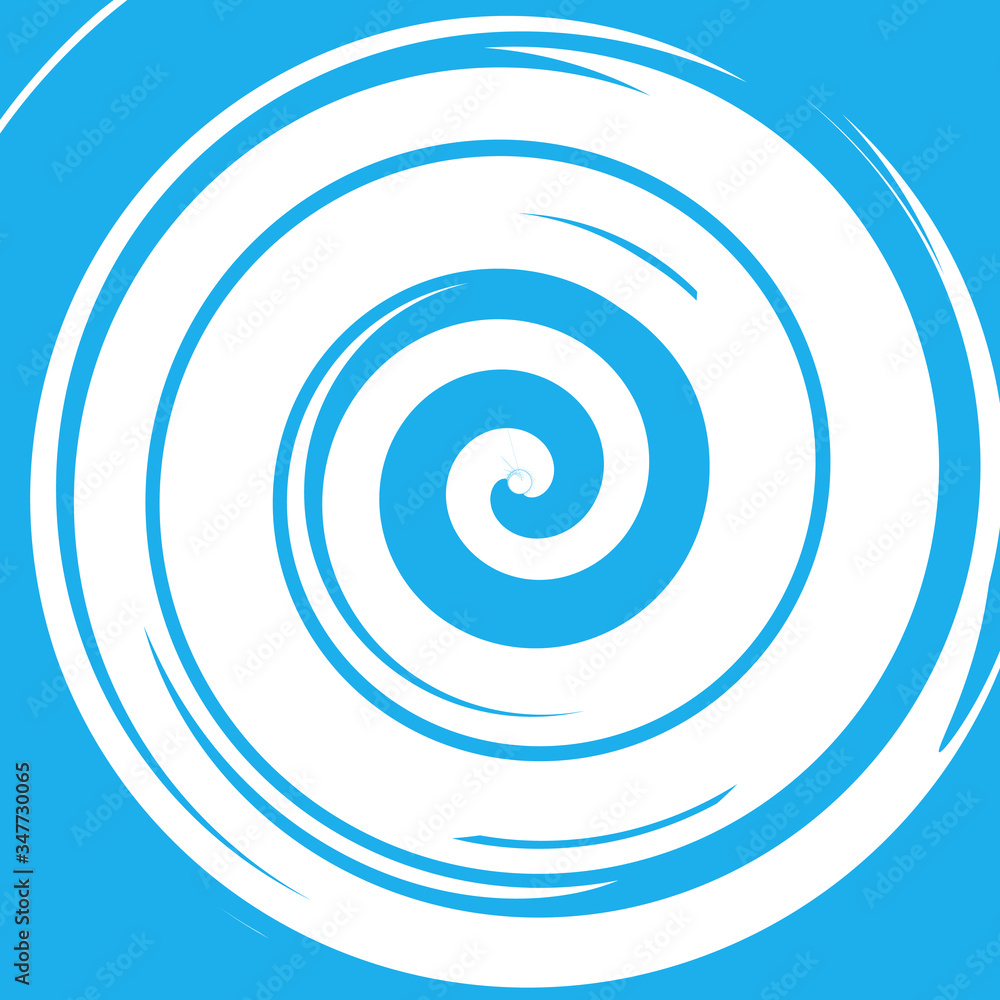 Naklejka premium Blue Vector radial curve spiral twirl background. Hypnotic, dynamic vortex Object. Stock Vector illustration