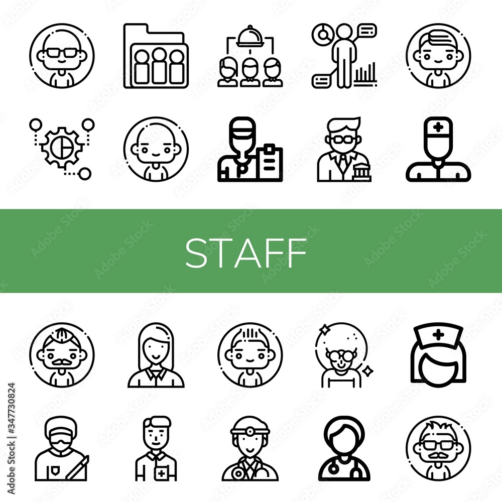 staff simple icons set