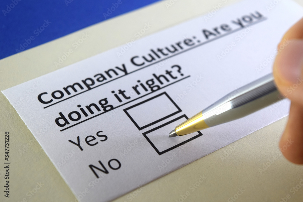 One person is answering question about company culture. One person is answering question about company culture.