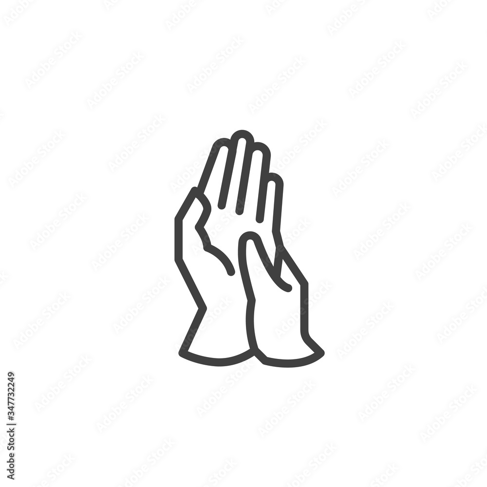 Hands hygiene line icon. linear style sign for mobile concept and web design. Hands washing step outline vector icon. Coronavirus prevention symbol, logo illustration. Vector graphics Hands hygiene line icon. linear style sign for mobile concept and web design. Hands washing step outline vector icon. Coronavirus prevention symbol, logo illustration. Vector graphics