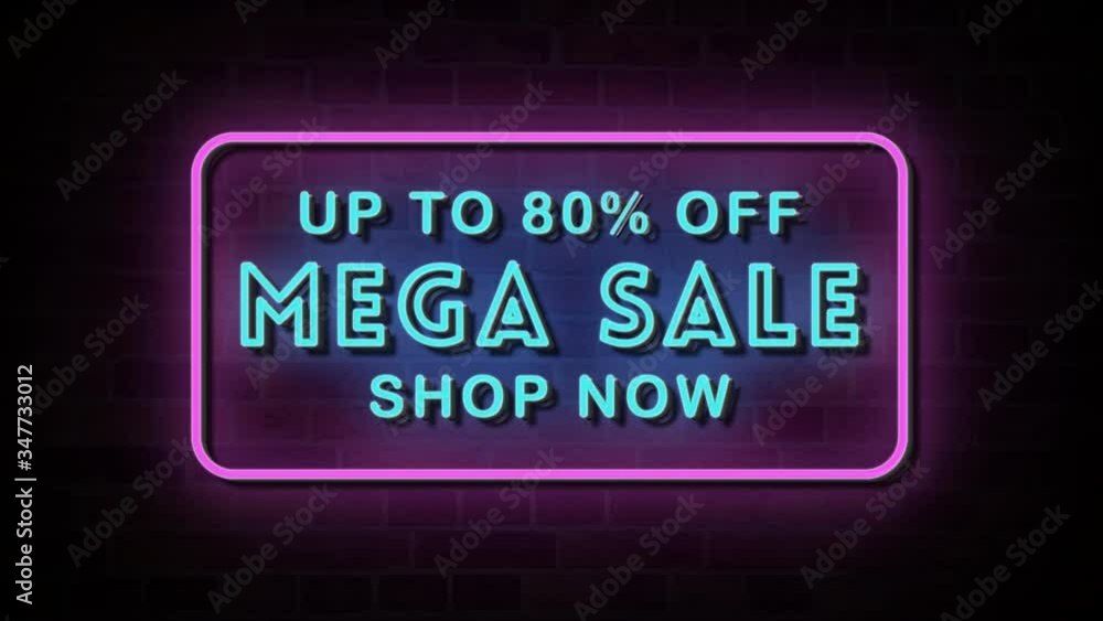 mega sale neon sign banner background for promo video, concept of sale and clearance mega sale neon sign banner background for promo video, concept of sale and clearance