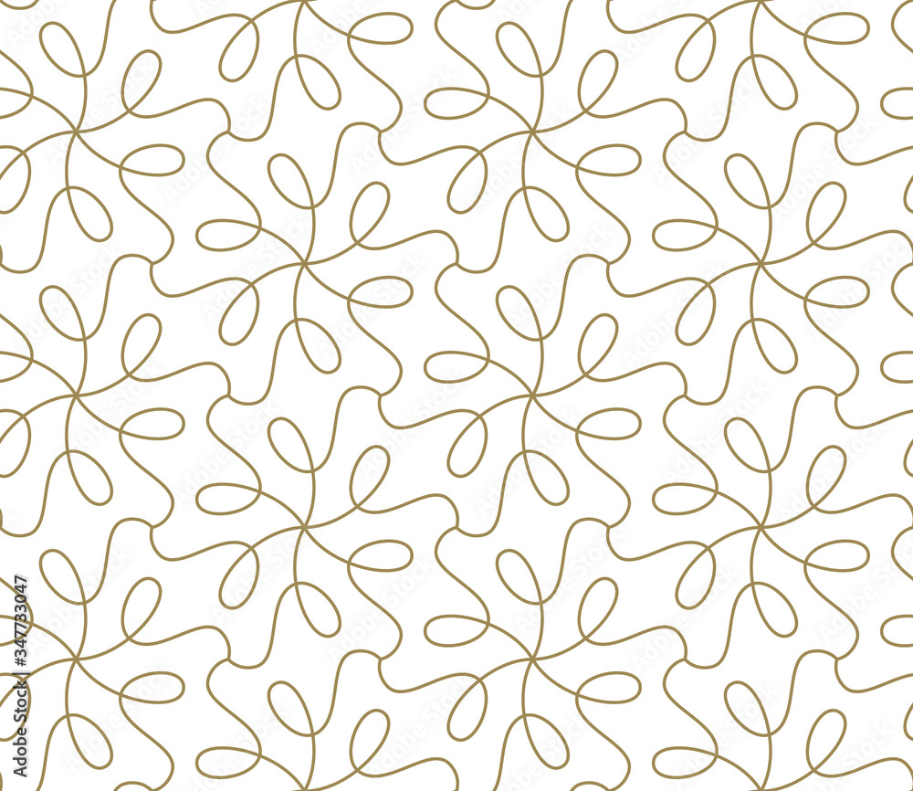 Seamless pattern with abstract geometric line texture, gold on white background. Light modern simple wallpaper, bright tile backdrop, monochrome graphic element