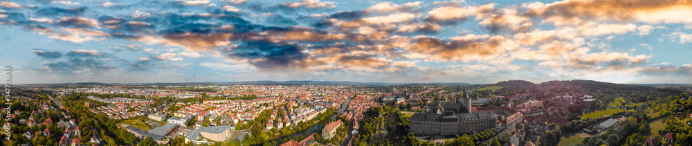 Bamberg, Germany. Amazing aerial view on a sunny day from Michaelsberg Abbey