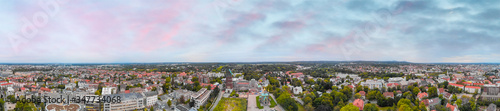 Aerial view of Darmstadt Orthodox Church at sunset