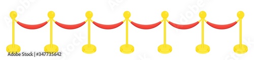 Fence posts with rope for red carpet of honor.