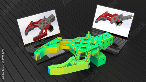 3D rendering - computer aided design mechanical gripper
