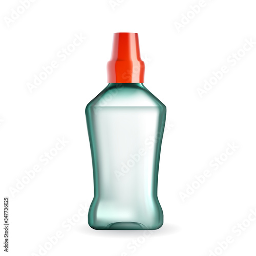 Mouth Wash Hygiene Liquid Blank Bottle Vector. Fluid Neutralize Acid And Keep Mouth Moist In Xerostomia. Oral And Dental Teeth Protection Product Template Realistic 3d Illustration