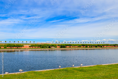 View of Venus garden and pond near Marly palace in Lower park of Peterhof in St. Petersburg, Russia photo