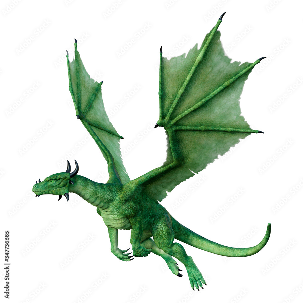 Obraz premium 3D Rendering Fairy Tale Dragon on White