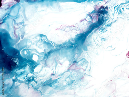 Blue creative abstract hand painted background, liquid marble texture