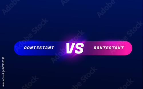 Versus screen. Vs battle headline, conflict duel between Red and Blue teams. Confrontation fight competition