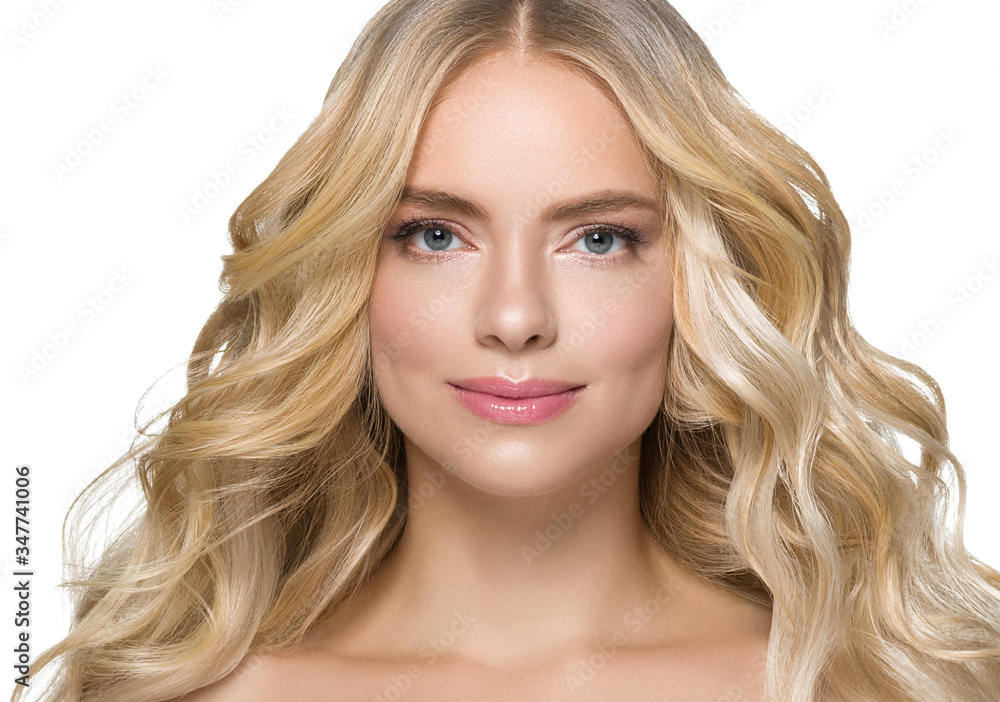 Blonde woman hair long hairstyle beautiful face beautymodel cosmetic spa concept Blonde woman hair long hairstyle beautiful face beautymodel cosmetic spa concept