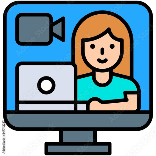 Video call, work from home related vector