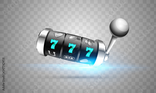 Lucky seven on slot machine. Vector.