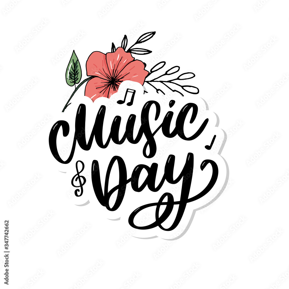 Obraz premium world music day lettering calligraphy brush logo holiday