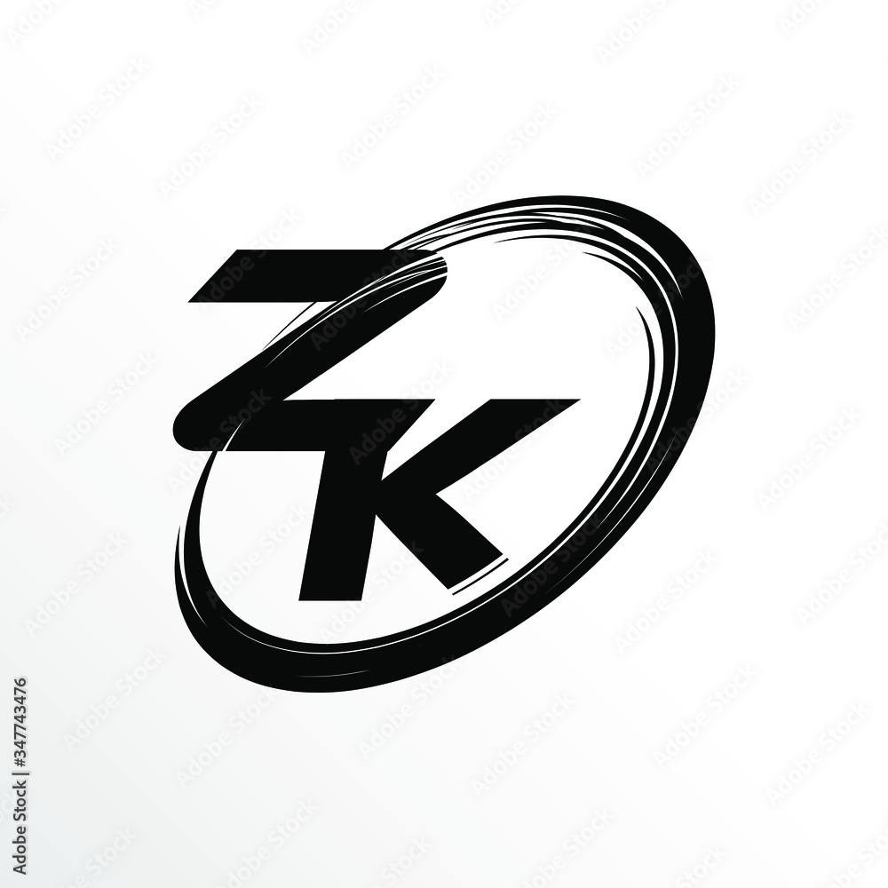 Initial Letter ZK Brush Effect Logo Design Initial Letter ZK Brush Effect Logo Design