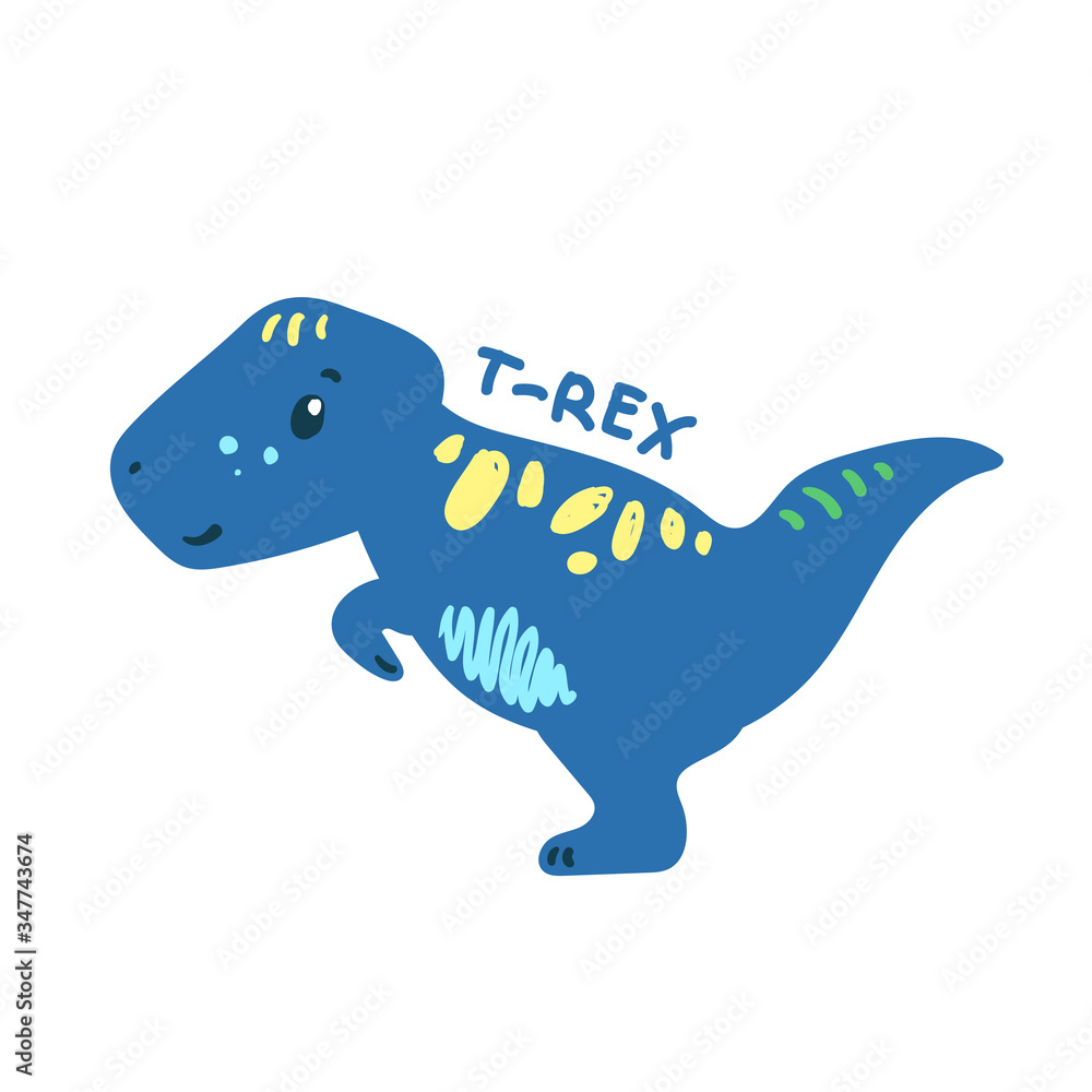 Cartoon dinosaur Tyrannosaurus. Cute dino character isolated. Playful dinosaur vector illustration on white background Cartoon dinosaur Tyrannosaurus. Cute dino character isolated. Playful dinosaur vector illustration on white background