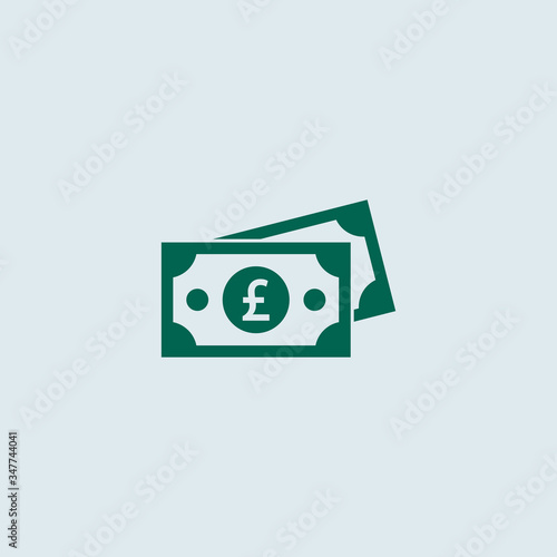 GBP pound sterling stack paper banknotes icon sign business finance money concept in flat simple style