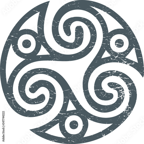 Celtic Gaelic sacred symbol triskele or triskelion isolated. Gaelic pagan triskeles spiral motif vector illustration.