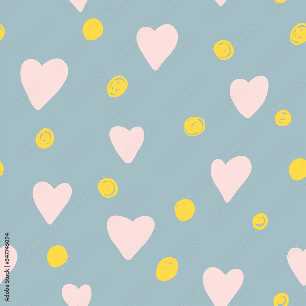 Seamless pattern of vintage elements. Vector background. Heart and dot.