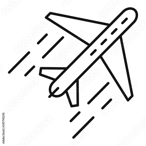 Airplane flight relocation icon. Outline airplane flight relocation vector icon for web design isolated on white background
