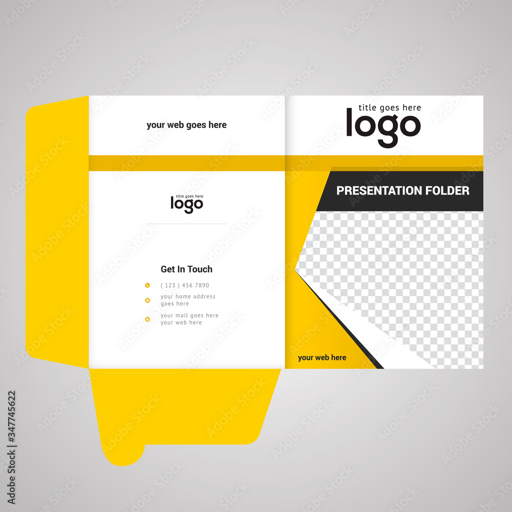 Bi fold Presentation Folder Vector Design Template. Stock Vector
