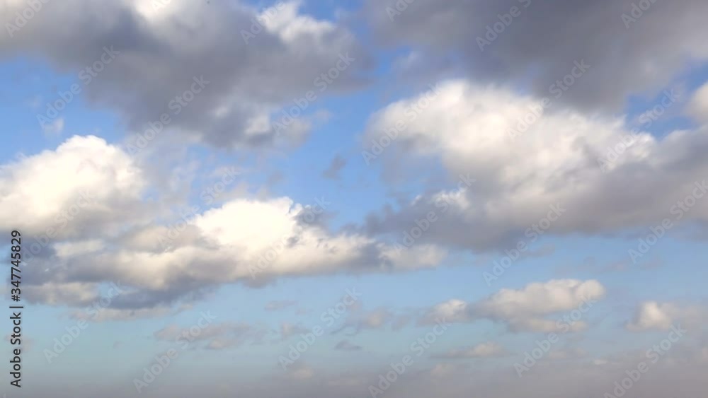 Beautiful blue sky with big clouds, background, copy space, time lapse Beautiful blue sky with big clouds, background, copy space, time lapse