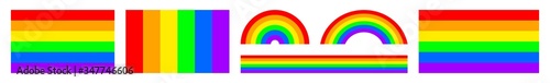 Rainbow Flag Icon Colors | Gay Pride Movement Symbol | Tolerance Flags | Lesbian Bisexual Transgender Love Banner | Community Sign | Isolated | Variations