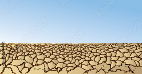 Dry cracked earth. Vector drawing