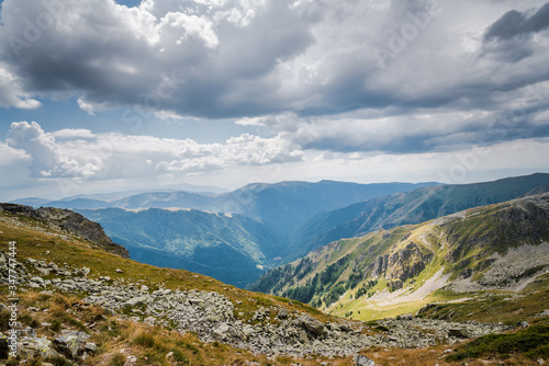 Beautiful mountain scenery in a sunny summer day. Rila mountain, Bulgaria. Hiking/ trekking concept.