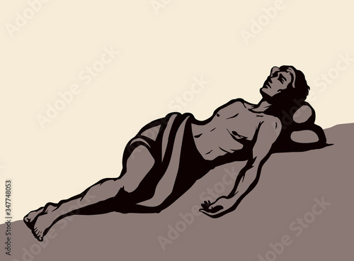 The parable of the good Samaritan. Vector drawing