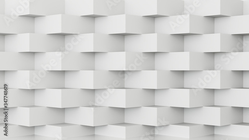 Abstract architectural background, the white wall angular shape, 3D render