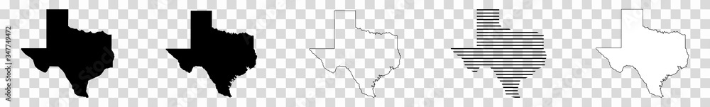Texas Map Black | State Border | United States | US America ...