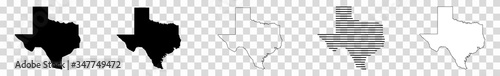 Texas Map Black | State Border | United States | US America | Transparent Isolated | Variations