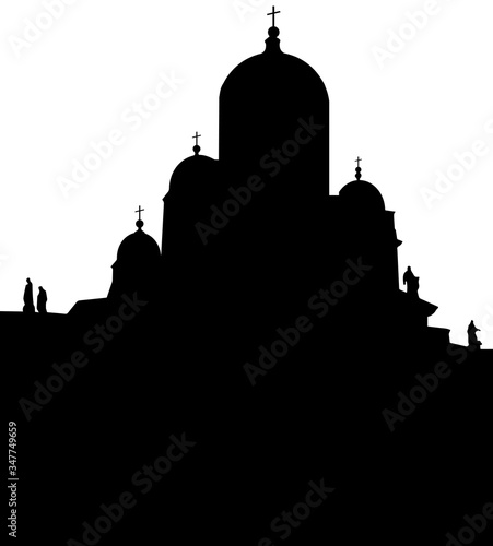 black silhouette of the cathedral in Helsinki