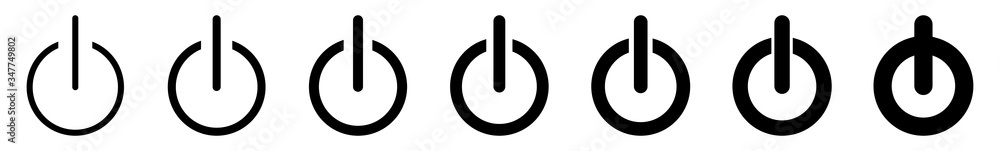 Power Button Icon Black Line | On Off Buttons Illustration | Start Symbol | Shutdown Logo | Logout Sign | Isolated | Variations Power Button Icon Black Line | On Off Buttons Illustration | Start Symbol | Shutdown Logo | Logout Sign | Isolated | Variations