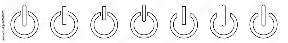 Power Button Icon Black Line | On Off Buttons Illustration | Start ...
