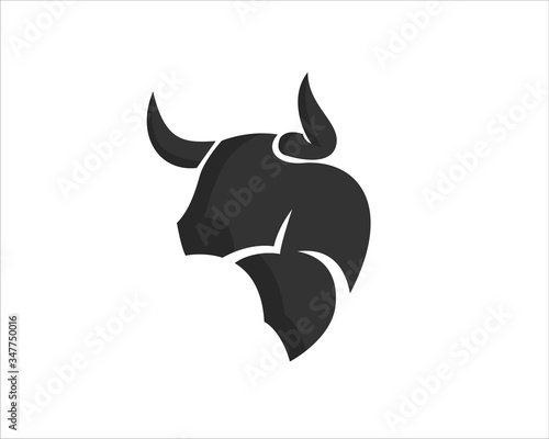 simple Abstract head bull ox cow buffalo black logo design inspiration