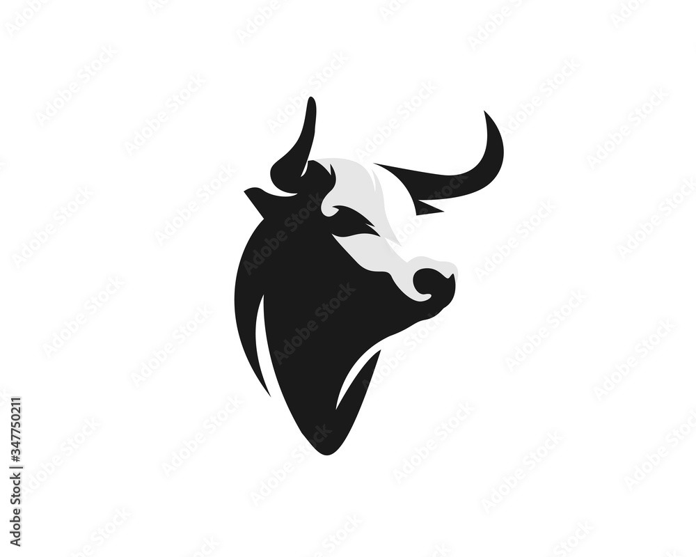 drawing art Black elegant head bull cow ox buffalo logo design ...