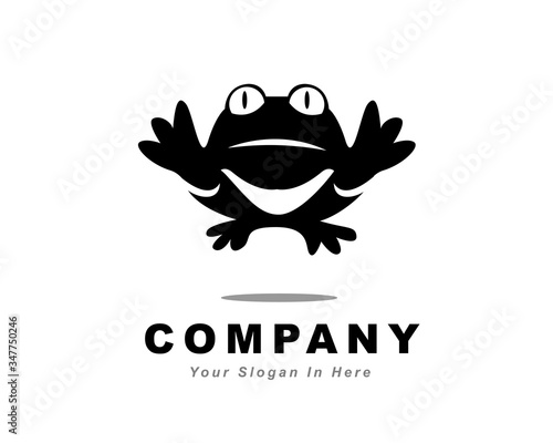 Black frog jump high bottom view logo design inspiration