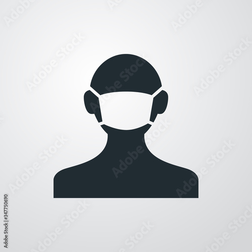 Icono plano hombre con máscara hospital en fondo gris © teracreonte