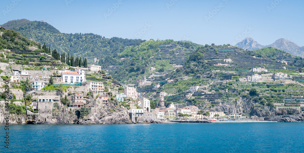 Sea View of Amalfi bay, Amalfi, Italy.