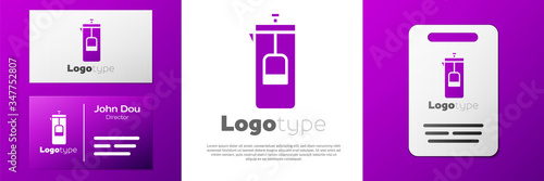 Logotype French press icon isolated on white background. Logo design template element. Vector Illustration