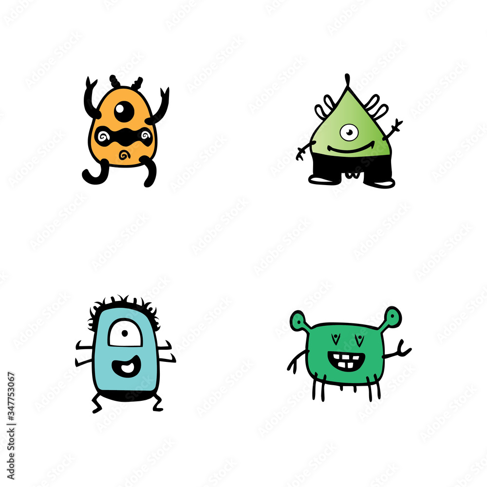 Obraz premium Cute cartoon monster. Vector funny monster character illustration design