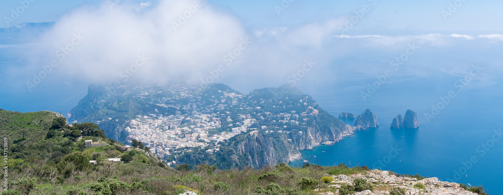 Panoramic view of the north of the island at Capri, Italy. Panoramic view of the north of the island at Capri, Italy.