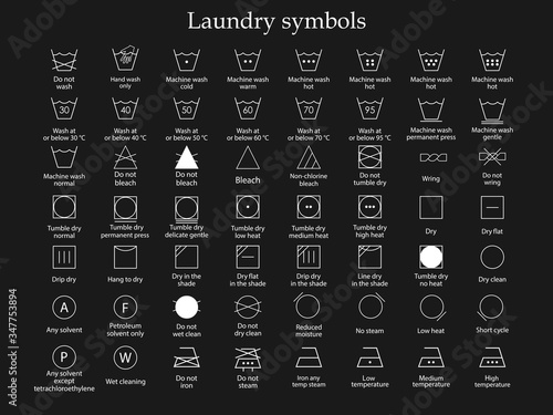 Laundry symbols icon set. Vector illustration, flat design.