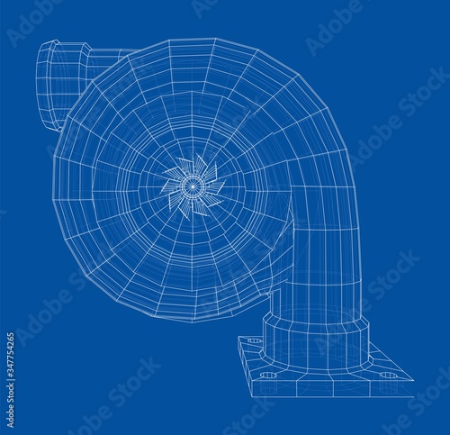 Automobile turbocharger concept outline. Vector