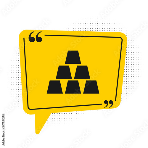 Black Gold bars icon isolated on white background. Banking business concept. Yellow speech bubble symbol. Vector Illustration