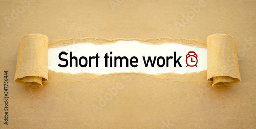 Brown paper work with short time work and clock
