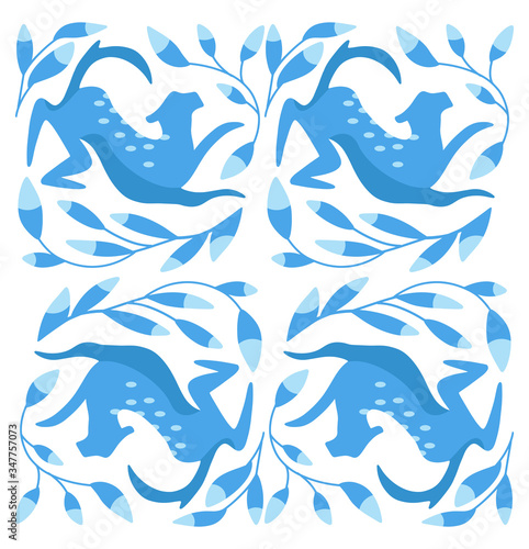 Blue tiger vector pattern element 